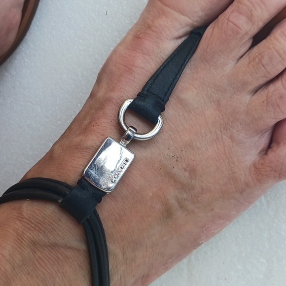 COACH CHARLEEN Black Leather Sandals with Silver Accents - Picture 3 of 5
